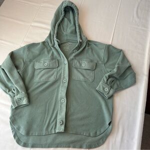 American Eagle Outfitters Sage Green Hooded Button-Down Shacket